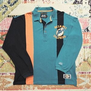VTG 90s Mirage NFL Miami Dolphins Rugby Polo Shirt Mens XL Collared Long Sleeve